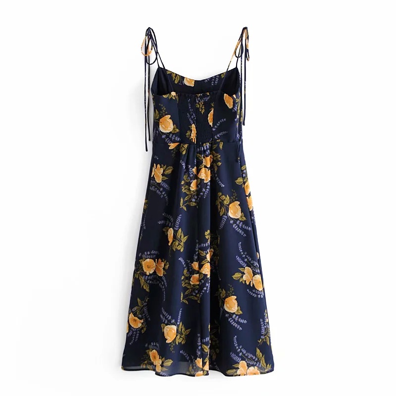 Retro orange printed camisole dress