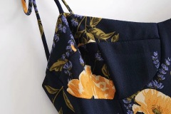 Retro orange printed camisole dress