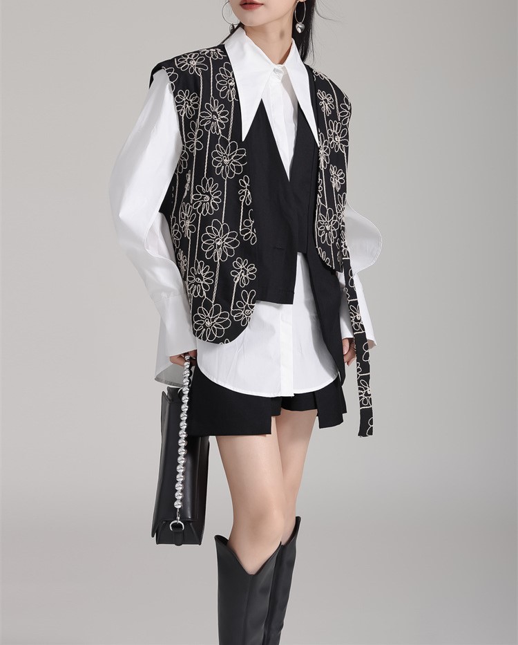 Sleeveless cardigan fake two suit jackets