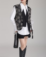 Sleeveless cardigan fake two suit jackets
