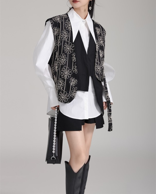 Sleeveless cardigan fake two suit jackets