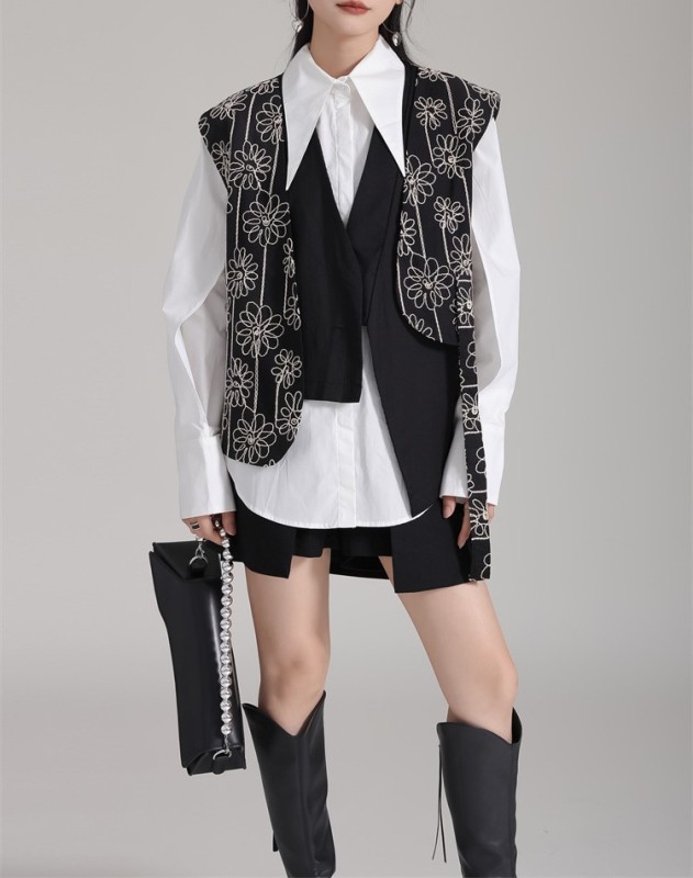 Sleeveless cardigan fake two suit jackets