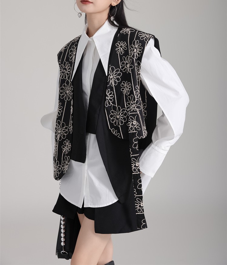 Sleeveless cardigan fake two suit jackets