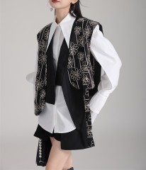 Sleeveless cardigan fake two suit jackets