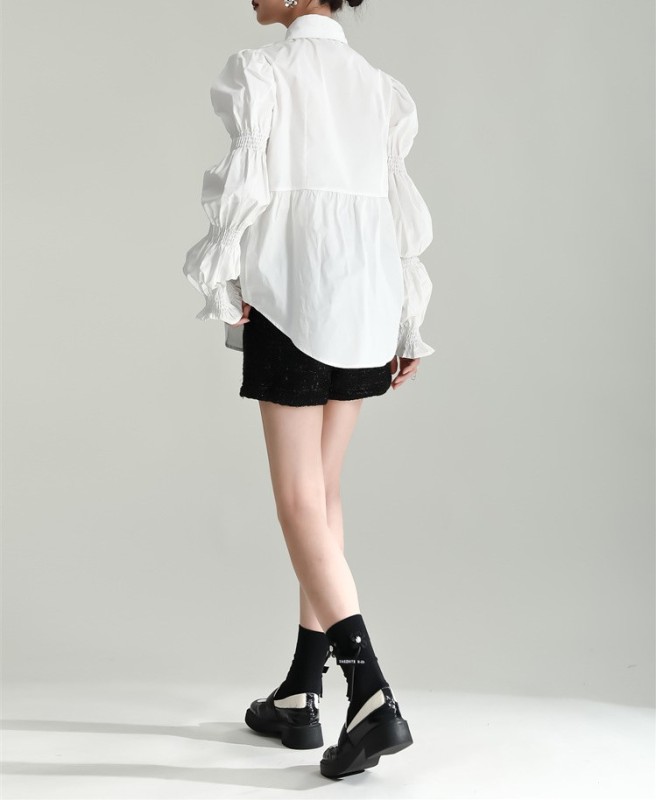 Bubble sleeve petal sleeve shirt for women