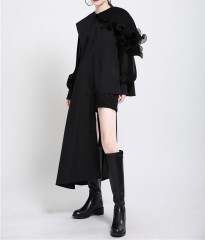Retro irregular pleated shirt skirt