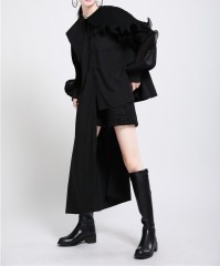 Retro irregular pleated shirt skirt