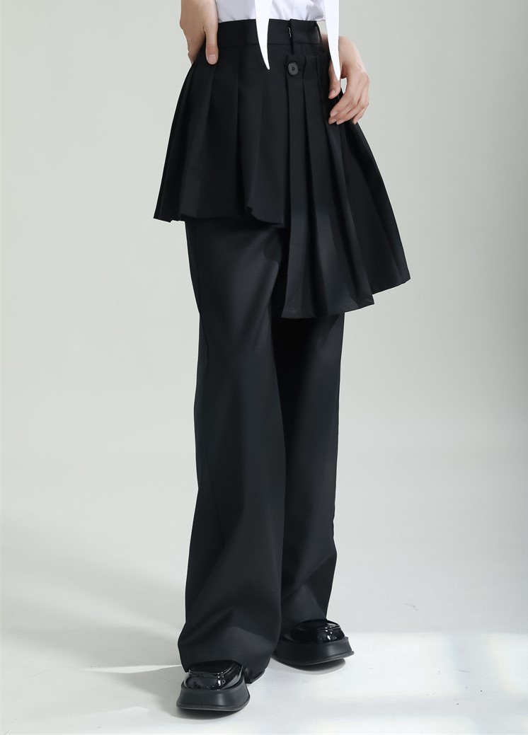 Splicing pleated suit casual pants