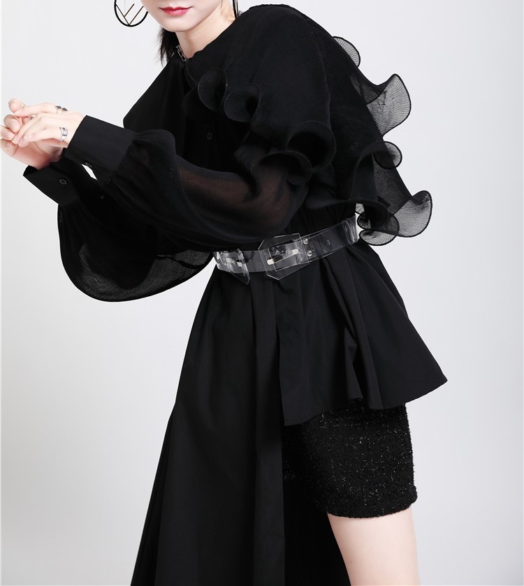 Retro irregular pleated shirt skirt
