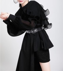 Retro irregular pleated shirt skirt