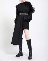 Retro irregular pleated shirt skirt
