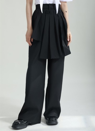 Splicing pleated suit casual pants