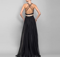 V-neck sleeveless color matching dress