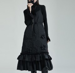 Black suspender and strap dress