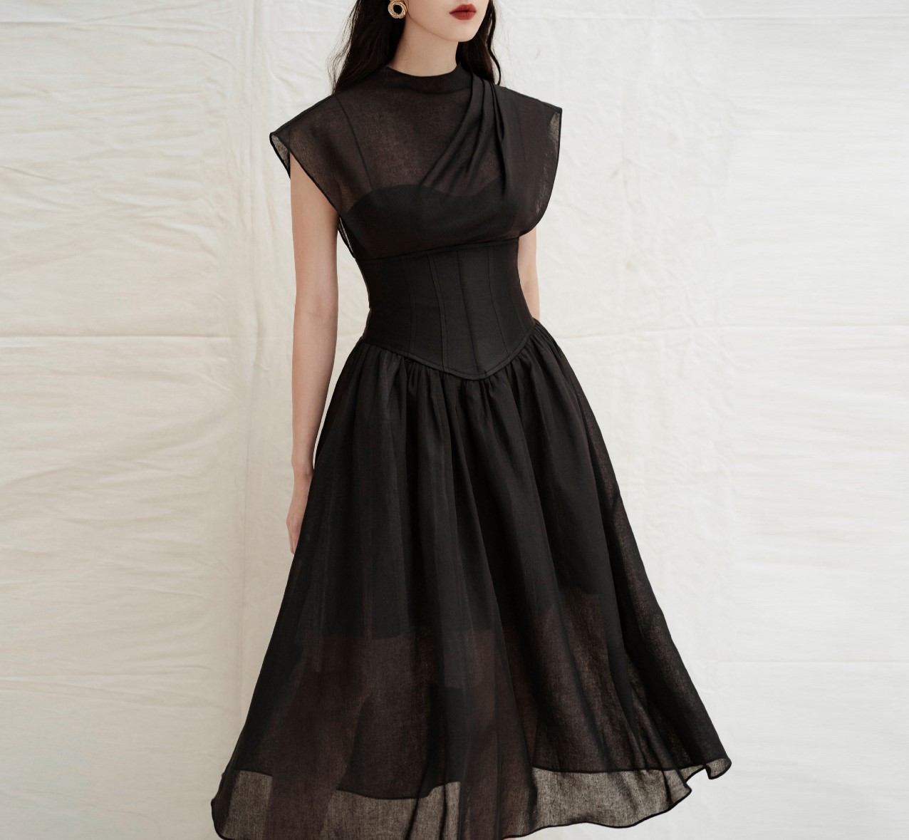 Black Perspective Long Dress Dress