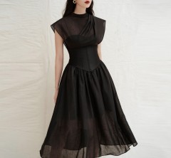 Black Perspective Long Dress Dress