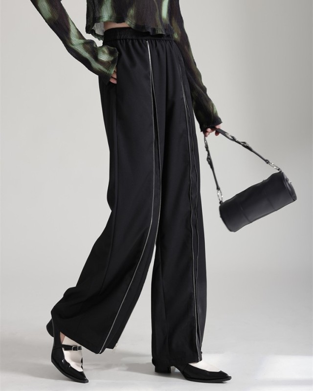 Straight zipper design for casual pants