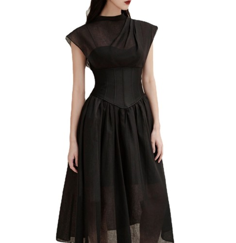 Black Perspective Long Dress Dress