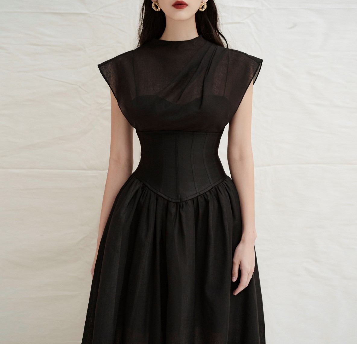 Black Perspective Long Dress Dress