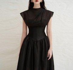 Black Perspective Long Dress Dress