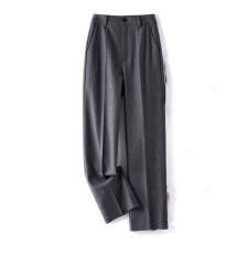 Wool straight leg pants