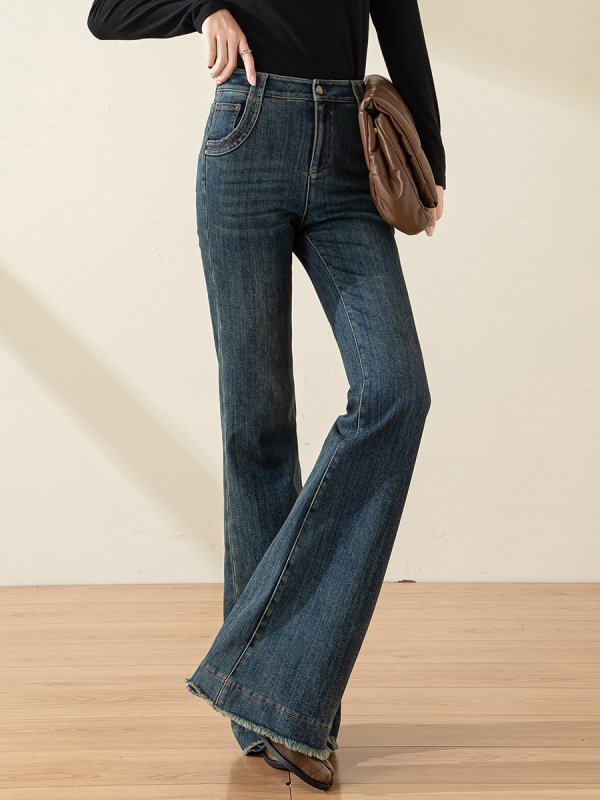 Retro denim flared pants