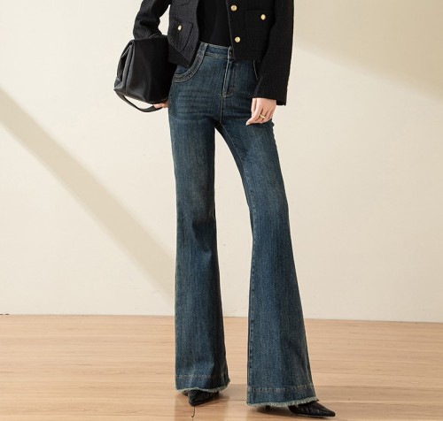 Retro denim flared pants