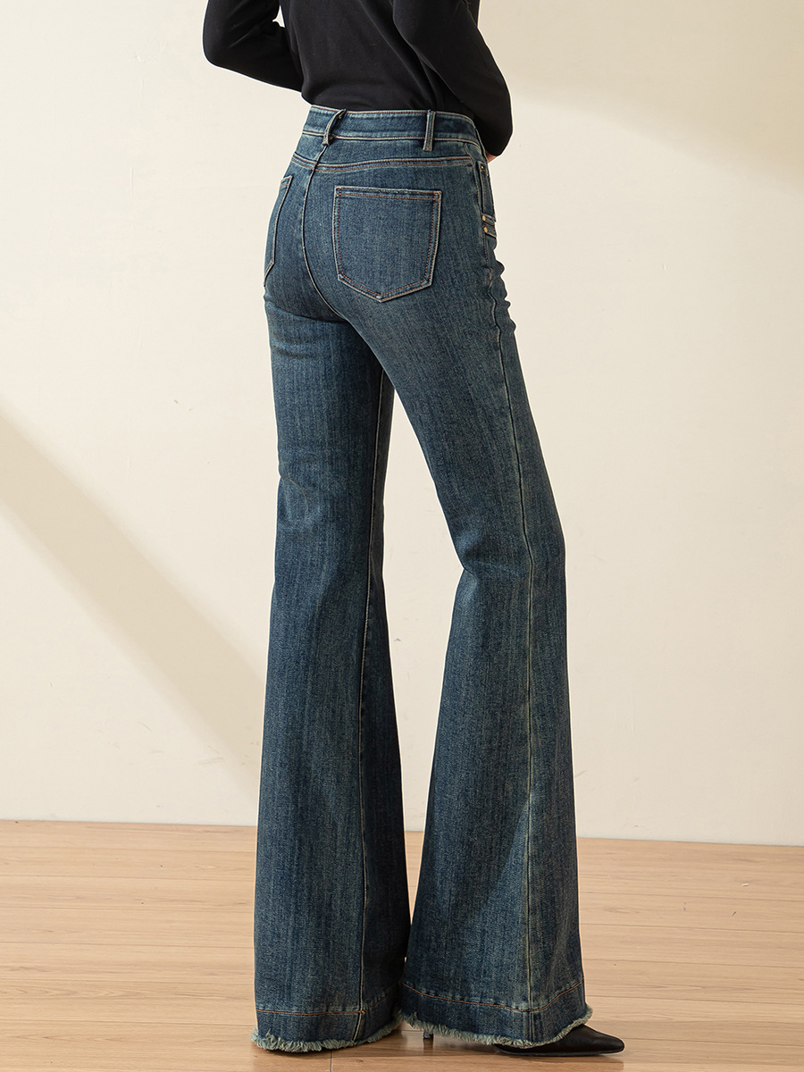 Retro denim flared pants