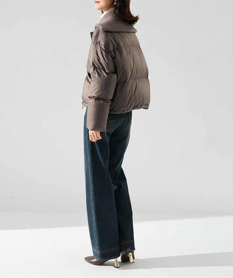 Flip collar loose short down jacket