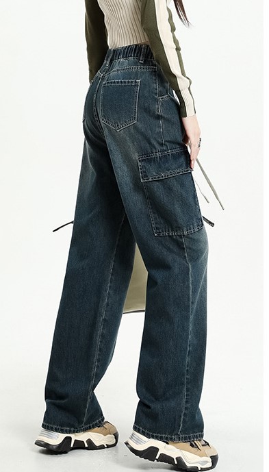 Retro straight leg jeans for women