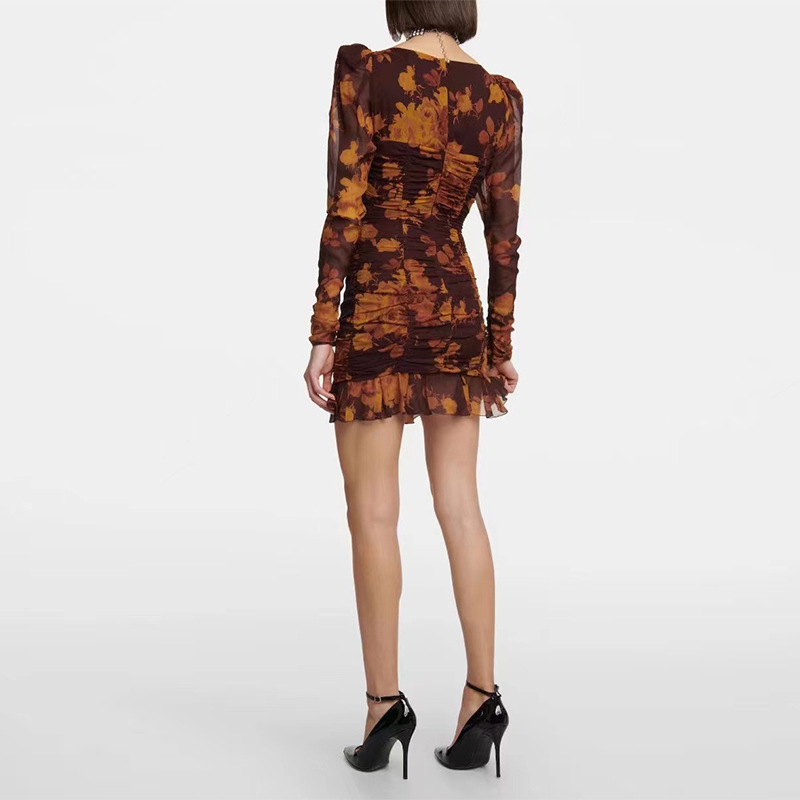 Binding rope printed dress