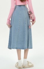 Half length A-line denim skirt