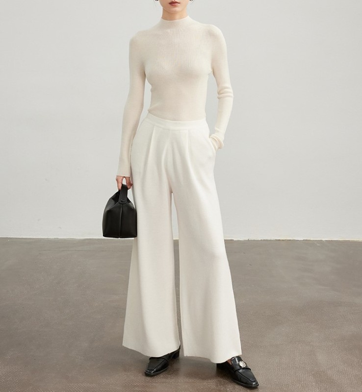 Knitted straight leg floor mop pants