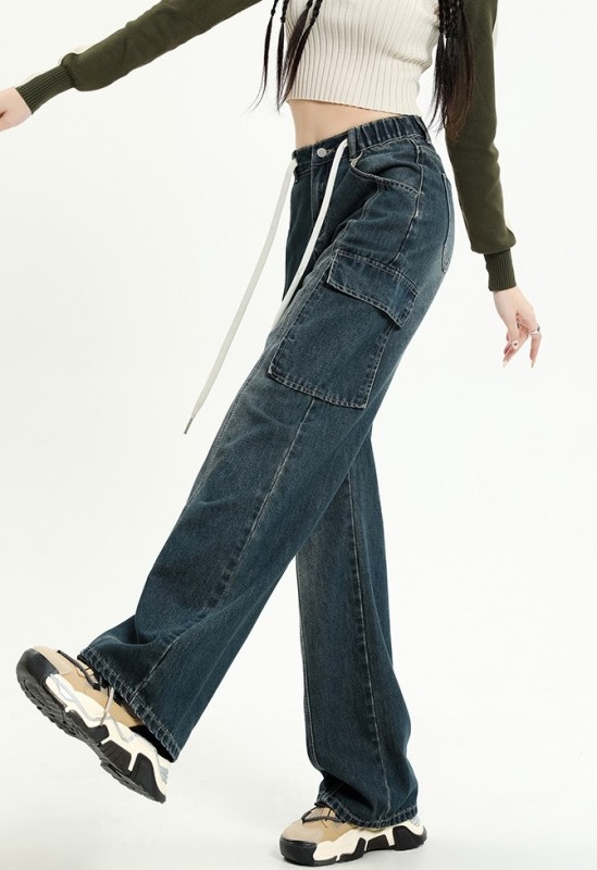 Retro straight leg jeans for women