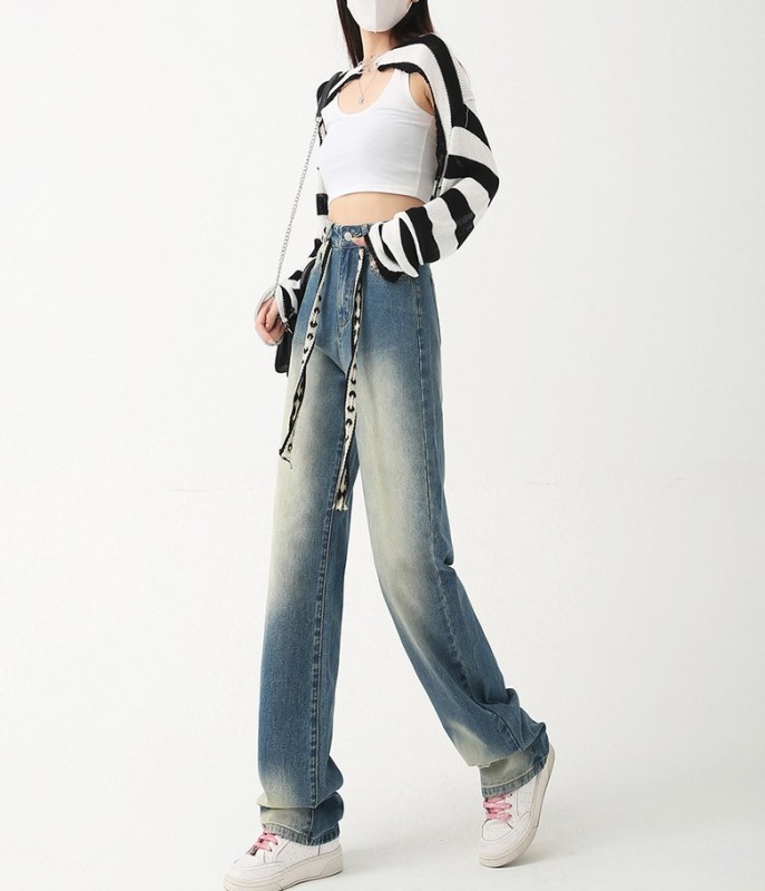 Micro pull straight leg floor mop pants