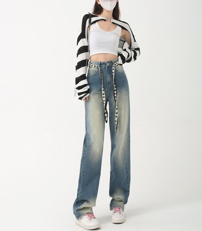 Micro pull straight leg floor mop pants
