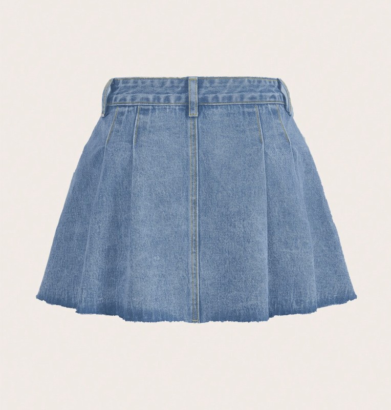 Denim pleated skirt