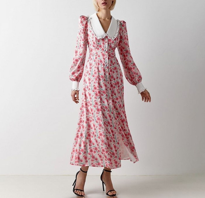 Printed long sleeved dress
