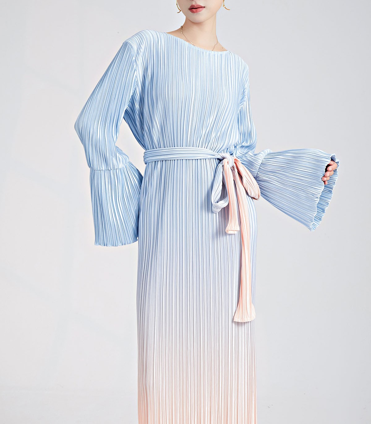 Long sleeved belt dress