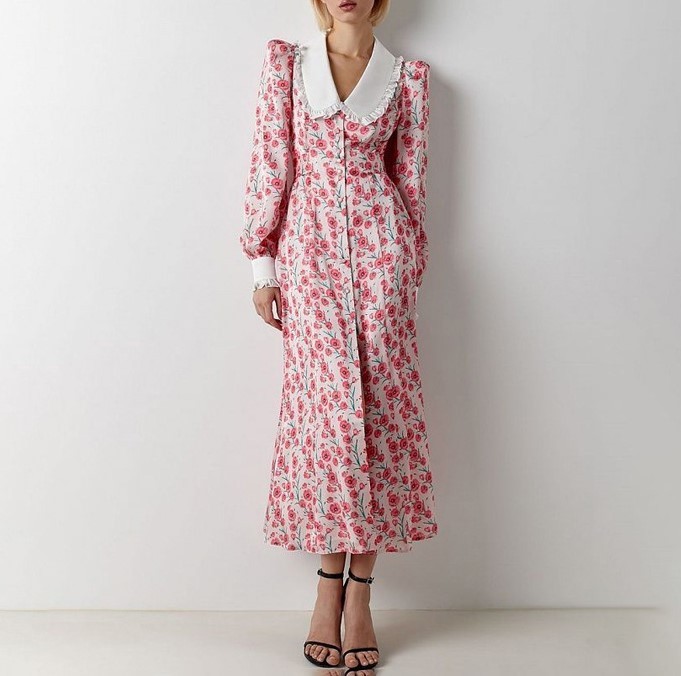 Printed long sleeved dress