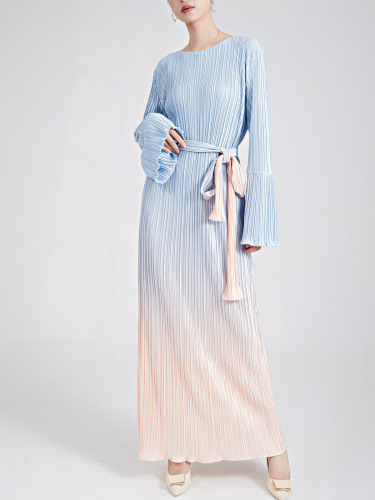 Long sleeved belt dress