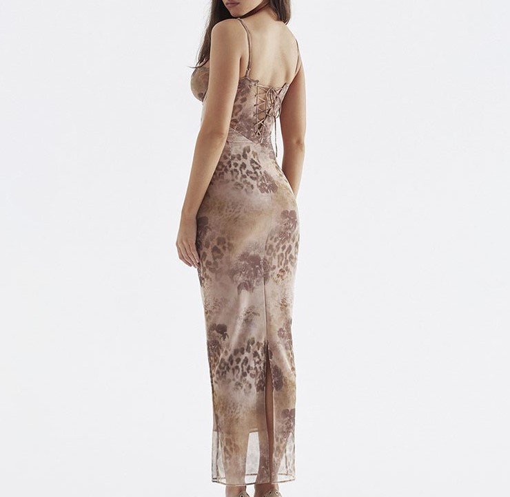 Printed strap leopard print dress