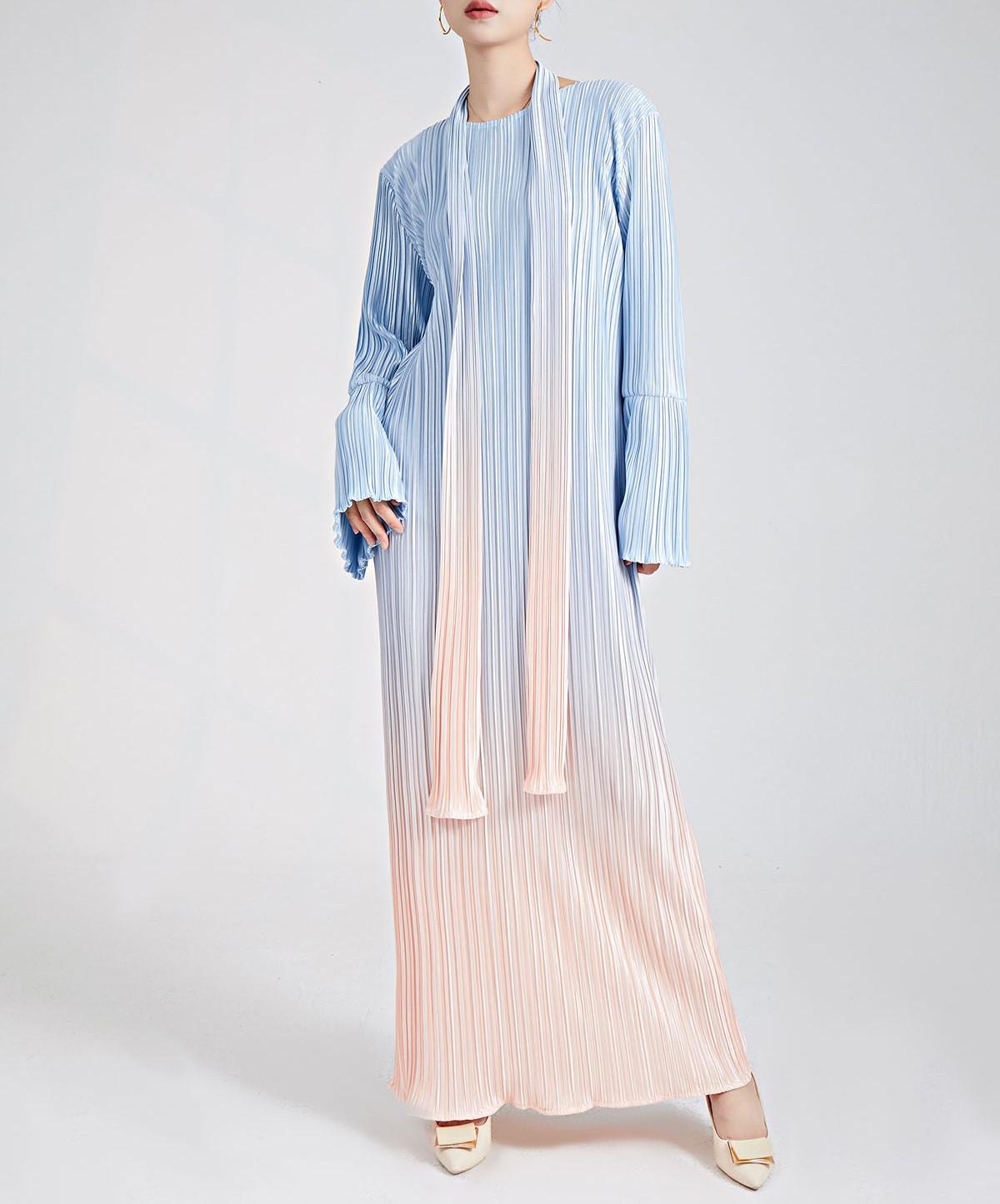 Long sleeved belt dress