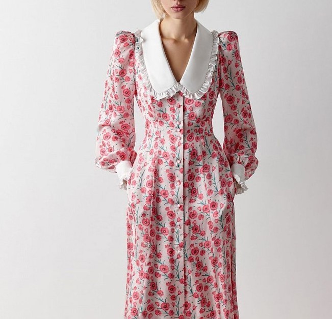 Printed long sleeved dress