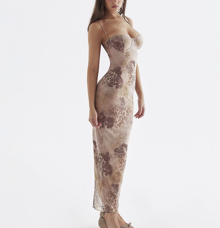 Printed strap leopard print dress