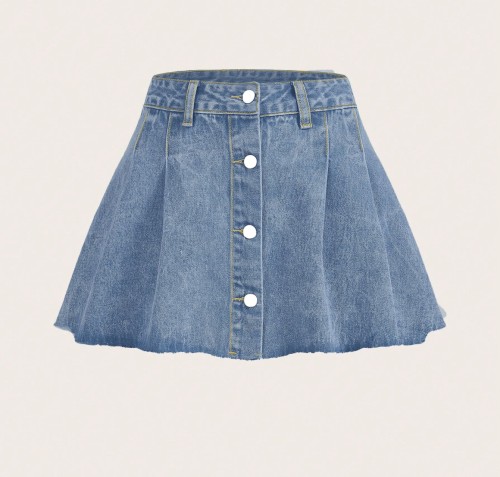 Denim pleated skirt