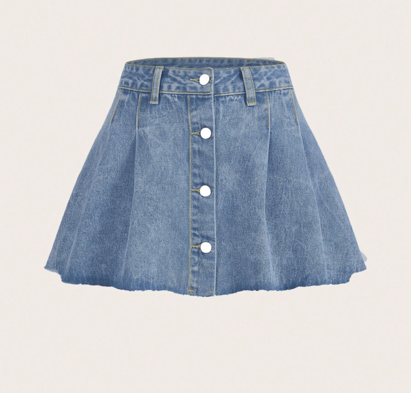 Denim pleated skirt