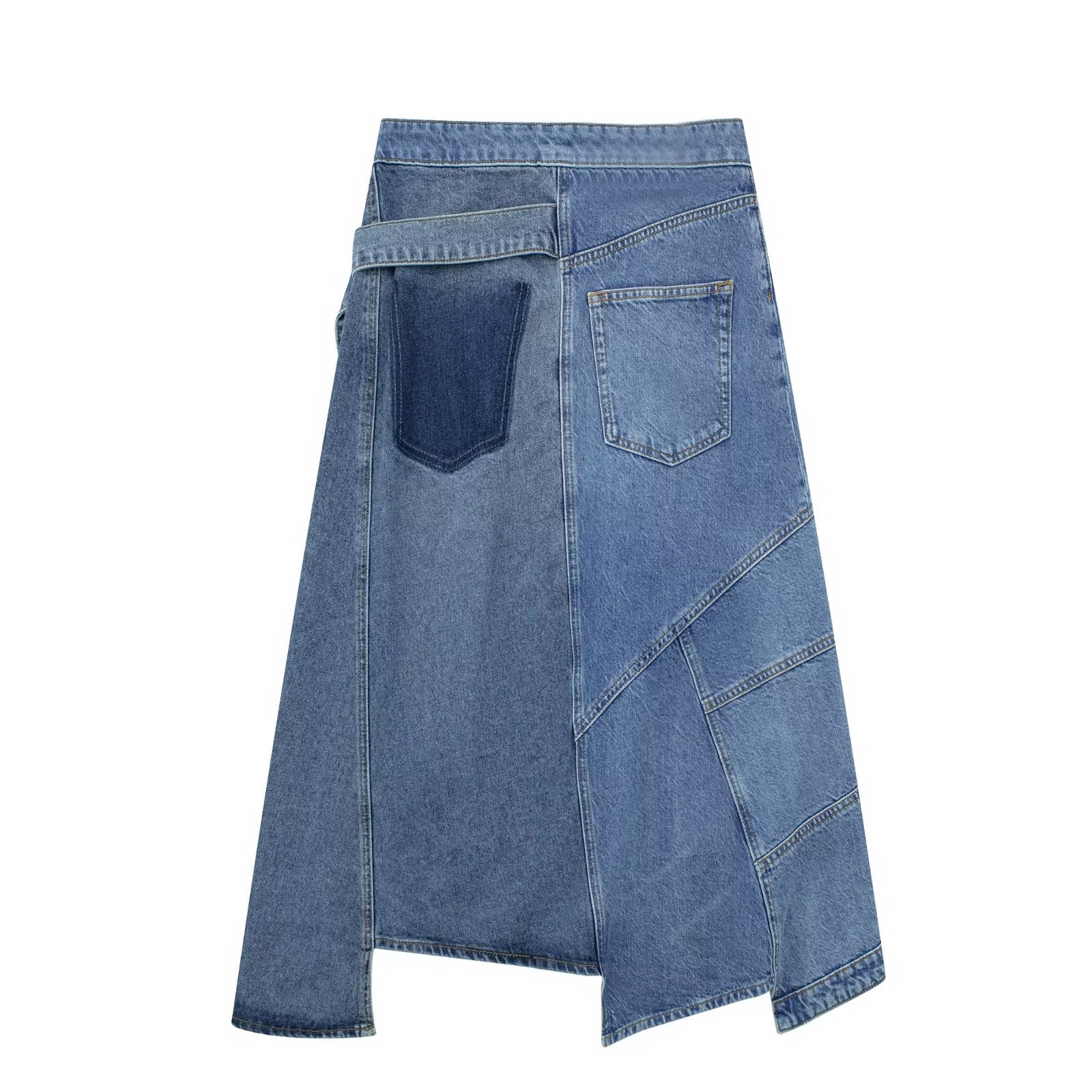 Mid length denim skirt