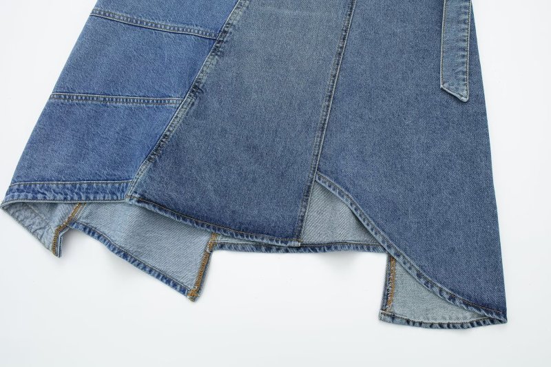 Mid length denim skirt