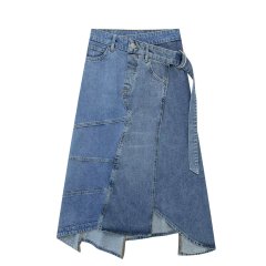 Mid length denim skirt